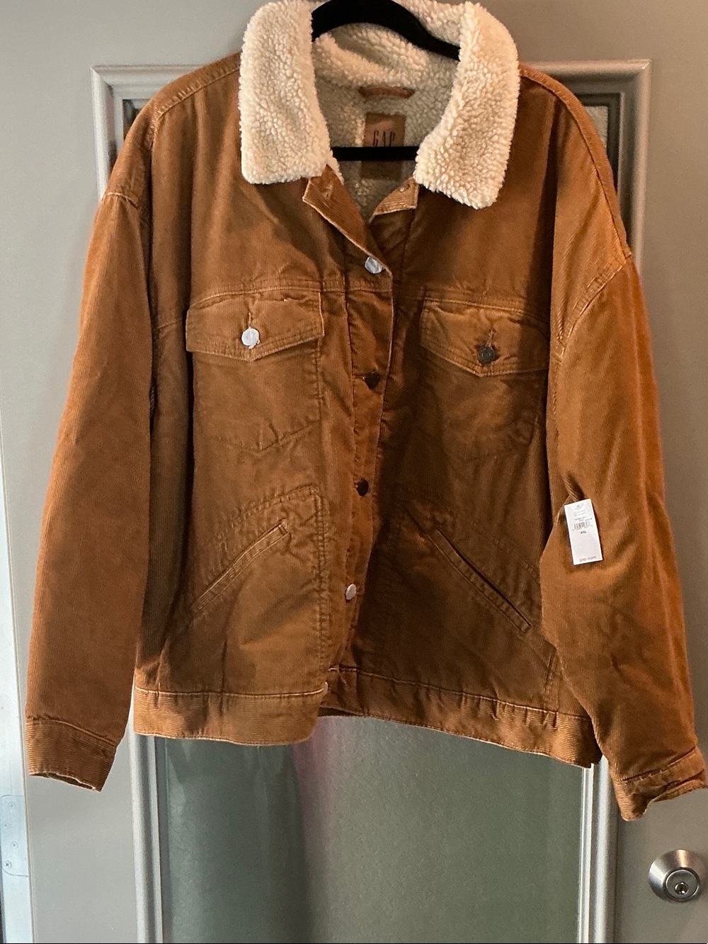 GAP Woman’s Brown Corduroy Jacket with Cream Sherpa Collar